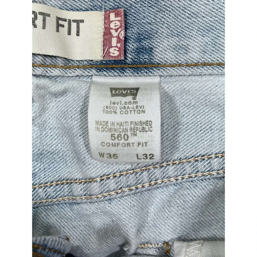 Levis 560 Comfort Fit Jeans‎ Mens 36x32 Light Wash Distressed Denim grunge